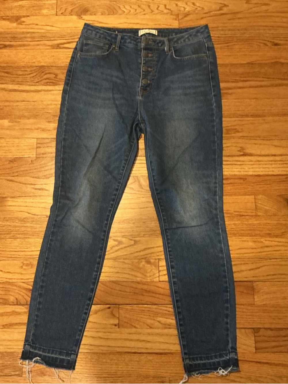 Francesca's Collections High-Rise Button-Fly Jeans - Medium Blue